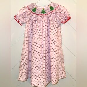 Petit Bebe Smocked & embroidered Christmas Bishop Dress 24m baby doll precious